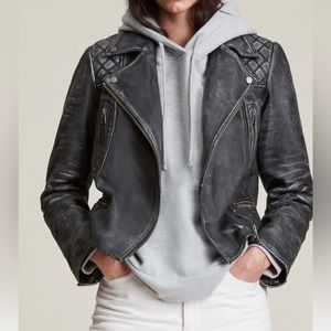 Gorgeous distressed All Saints Black Leather Jacket